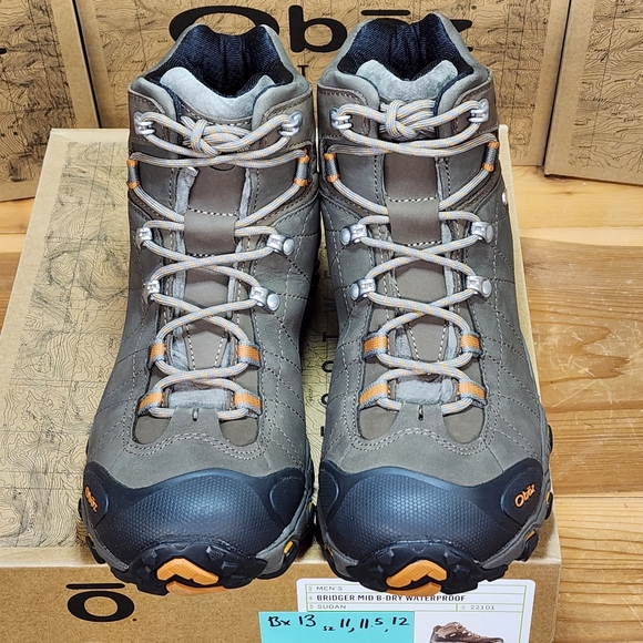 Oboz Shoes Bridger Mid Bdry Waterproof Sudan Leather Uppers Rugged